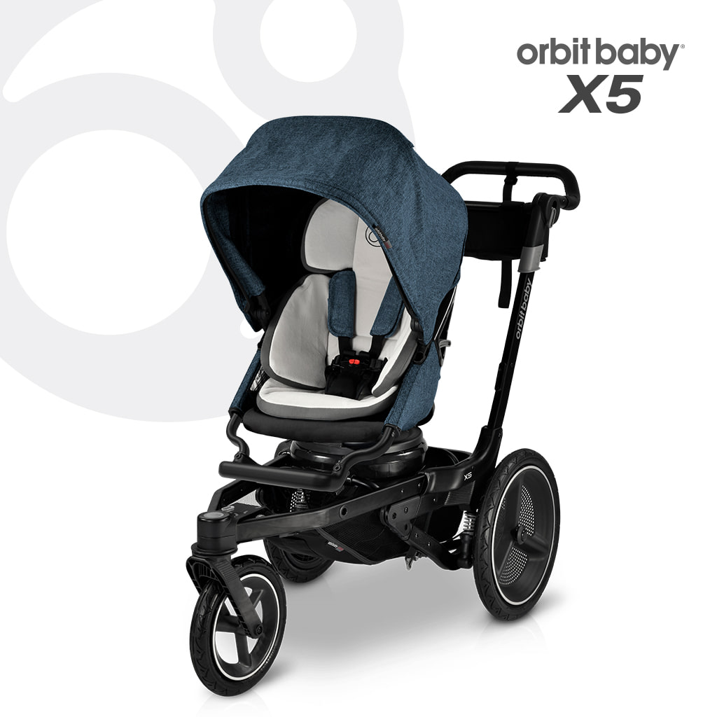 [오르빗][휴대용유모차 증정] X5 디럭스 아기 신생아 조깅 유모차 - 블랙 (멜란지네이비)